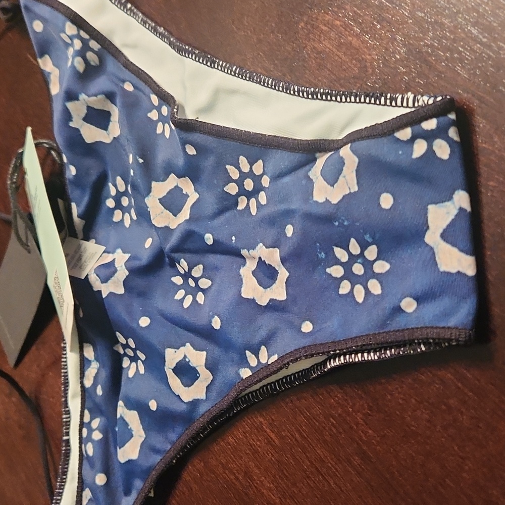 Vanessa Mooney Blue Patterned Bikini Bottom Small Size - Picture 6 of 11
